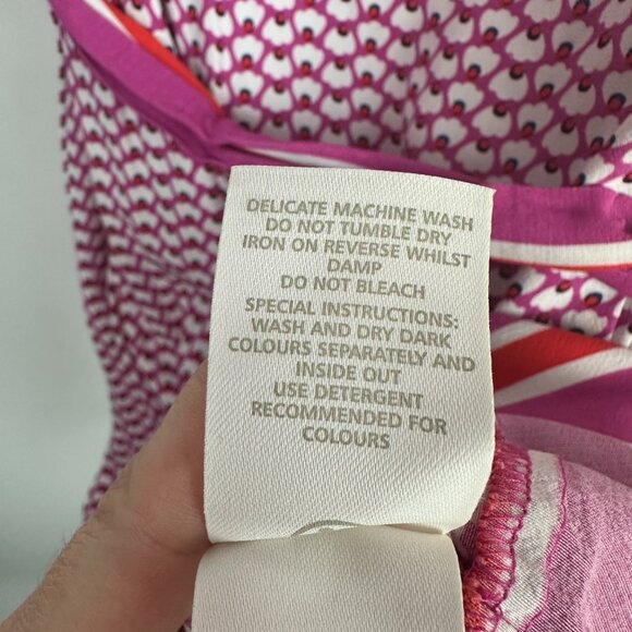 Boden Andrea 3/4 Sleeve Belted Dress Pink Red Size 6 - Picture 8 of 9